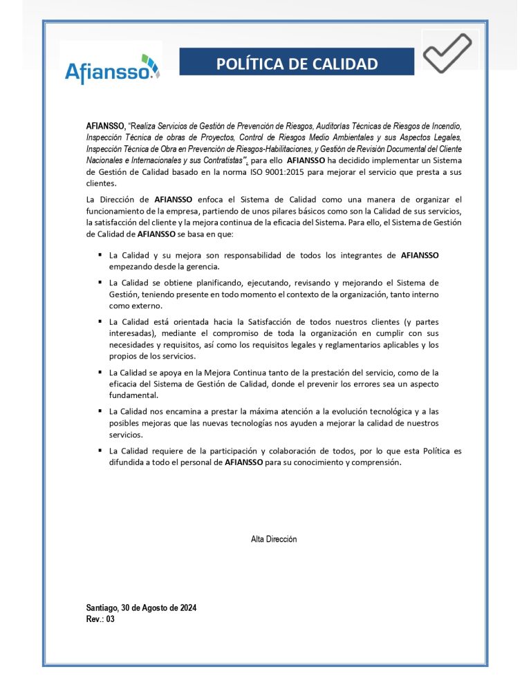 Compromiso de Calidad de AFIANSSO Bajo la Norma ISO 9001:2015